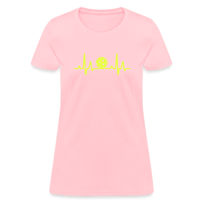 Pickleball Heartbeat Women's Contoured T-Shirt - pink