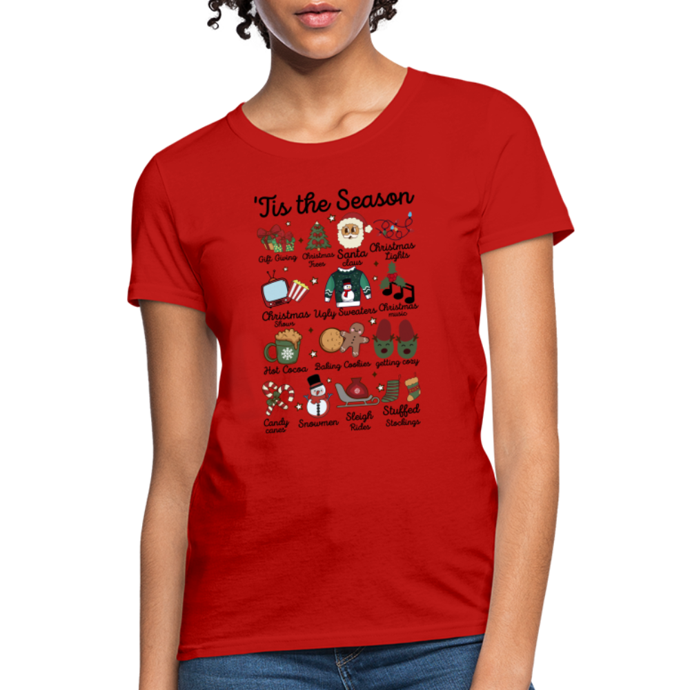 Tis The Season (Christmas) Women's Contoured T-Shirt - red