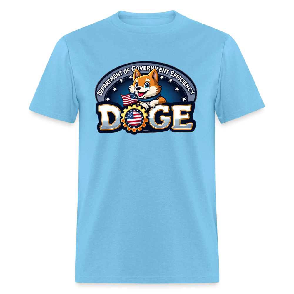 DOGE Logo (Dept of Government Efficiency) T-Shirt - aquatic blue
