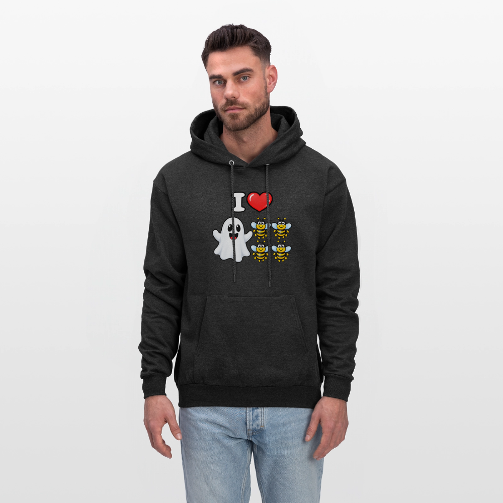 I Heart Boo Bees Hoodie – Funny Halloween Adult Humor - charcoal grey