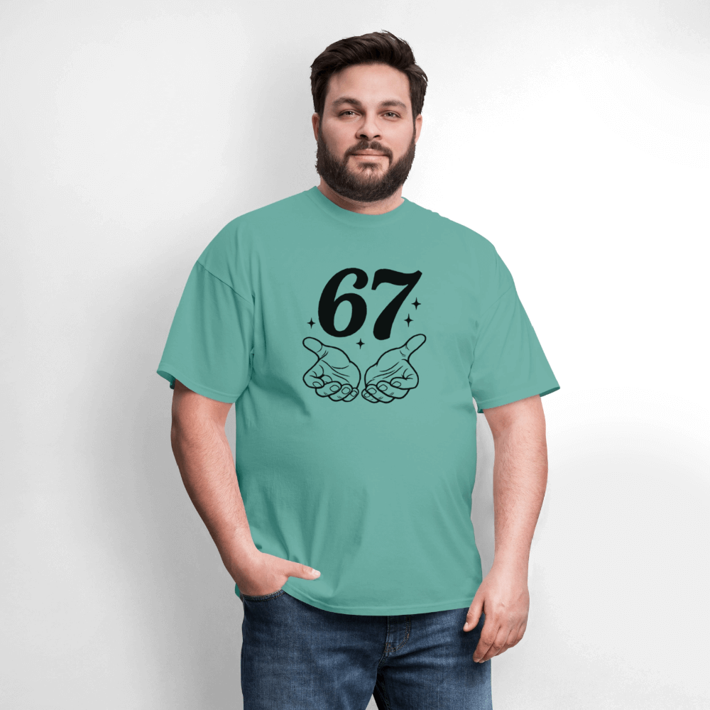 Six Seven 67 Hand Gesture T-Shirt Color: heather gray