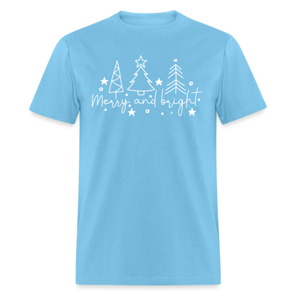 Merry and Bright (Christmas) T-Shirt - aquatic blue