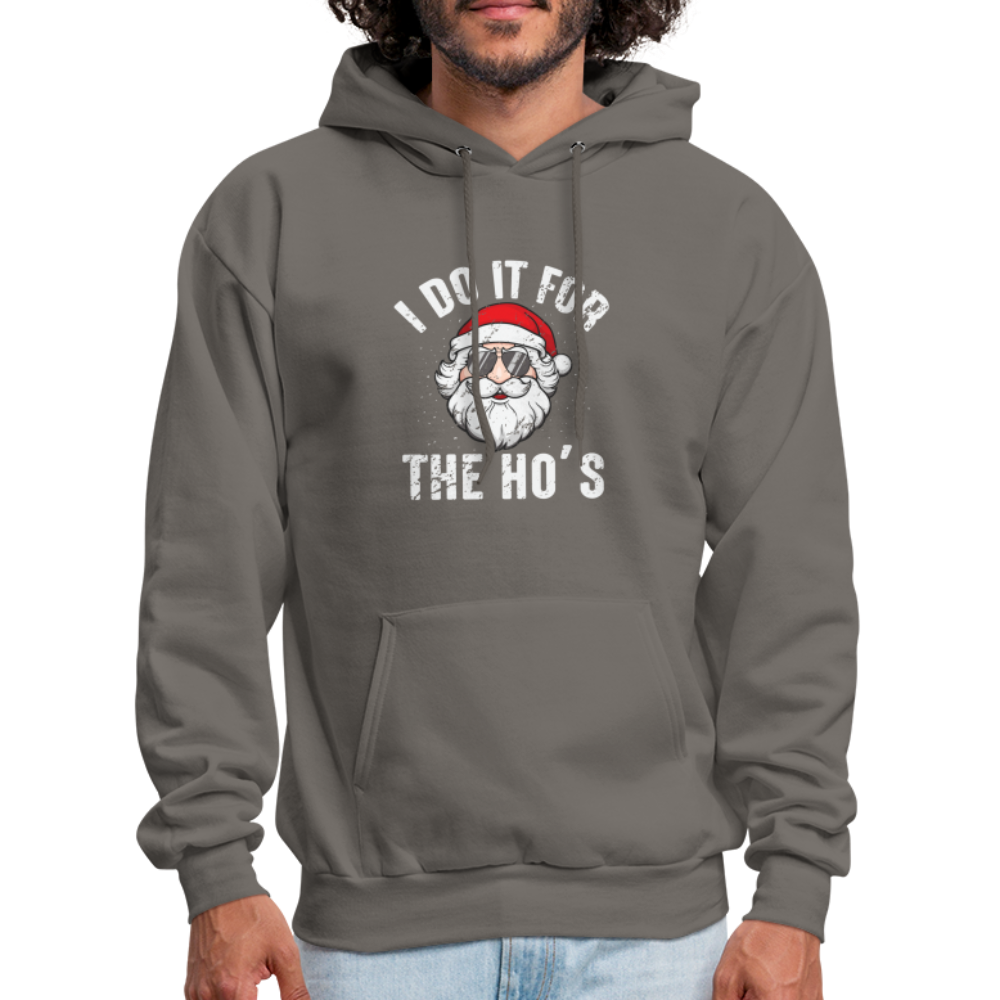 I Do It for the Ho's (Christmas) Funny Santa Hoodie - asphalt gray