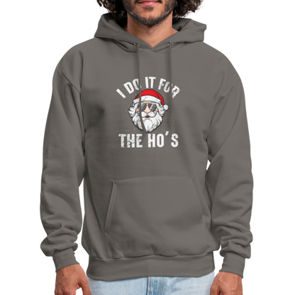 I Do It for the Ho's (Christmas) Funny Santa Hoodie - asphalt gray