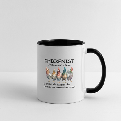 Chickenist Coffee Mug (Chickens are better than people) - white/black