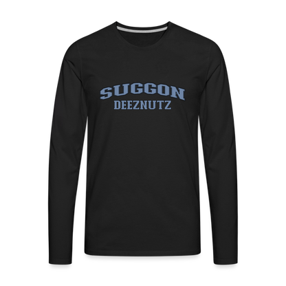 Suggon Deeznutz Men's Premium Long Sleeve T-Shirt (in Blue Ball Colors - Funny Sexual Humor) - black