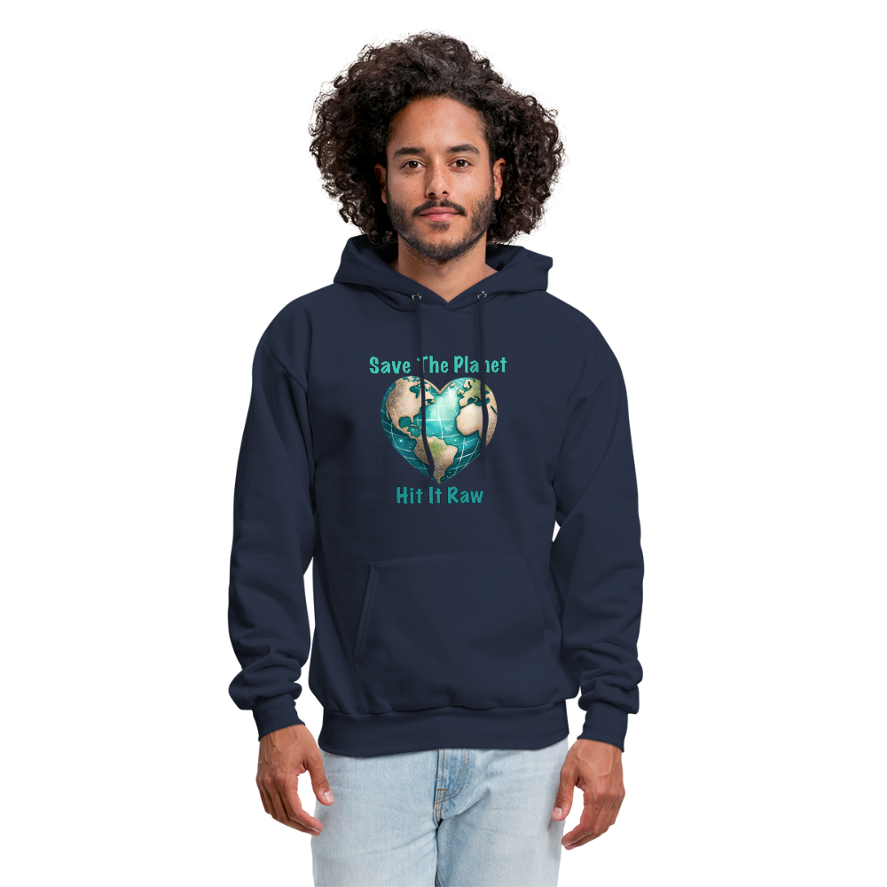 Save The Planet Hit It Raw Hoodie (Funny Environmental Awareness) - navy