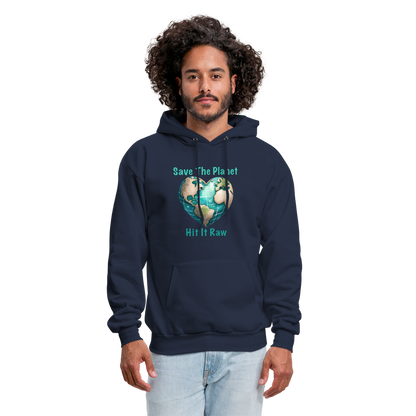 Save The Planet Hit It Raw Hoodie (Funny Environmental Awareness) - navy