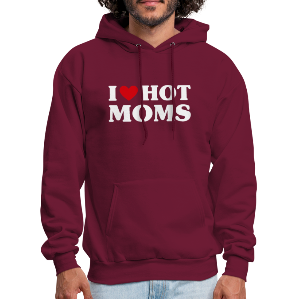 I Heart Hot Moms (Funny I Love Hot Moms) Hoodie - burgundy