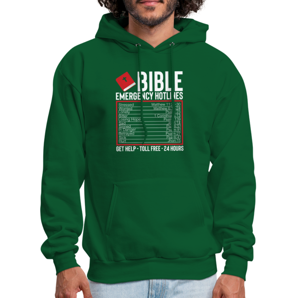 Bible Emergency Hotline (Scriptures) Hoodie - forest green