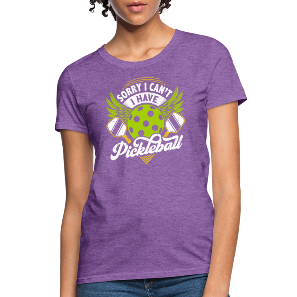 Sorry I can't I Have Pickleball Women's Contoured T-Shirt - purple heather