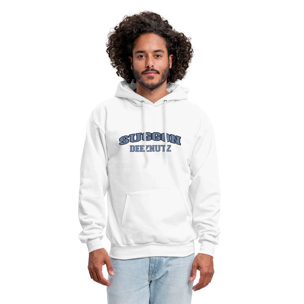 Suggon Deeznutz Hoodie (in Blue Ball Colors - Funny Sexual Humor) - white