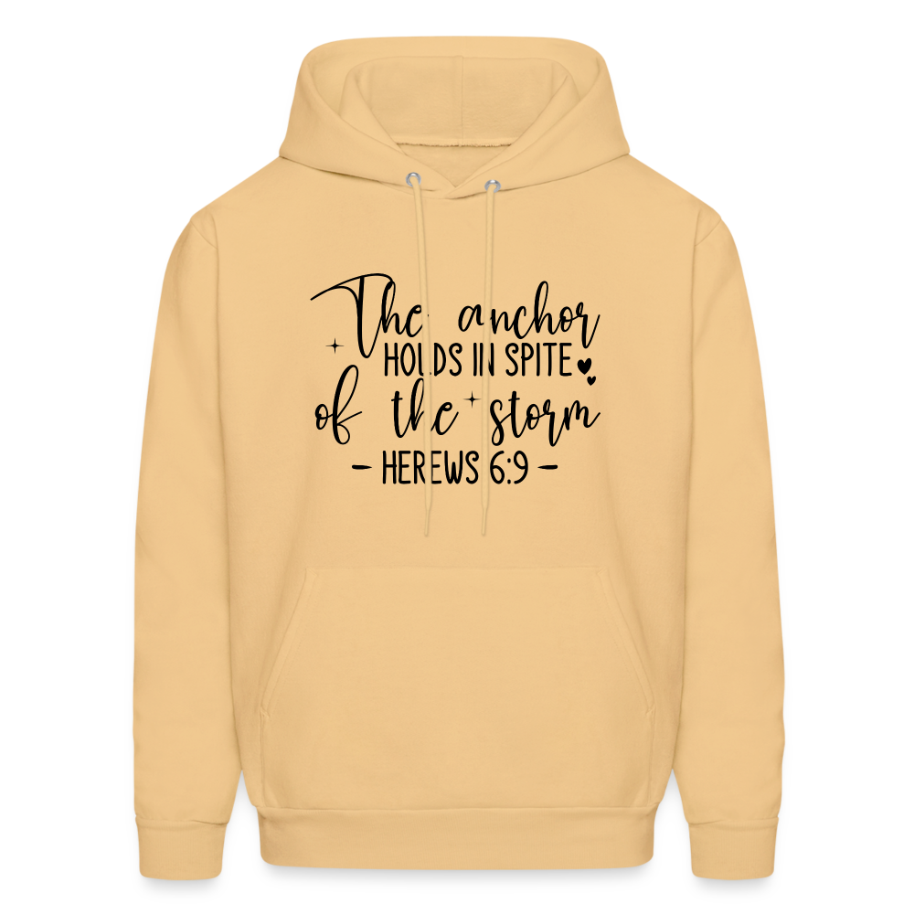 The Anchor Holds in Spit of the Storm Hoodie (Hebrews 6:9) - light yellow