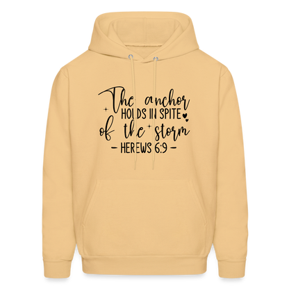 The Anchor Holds in Spit of the Storm Hoodie (Hebrews 6:9) - light yellow