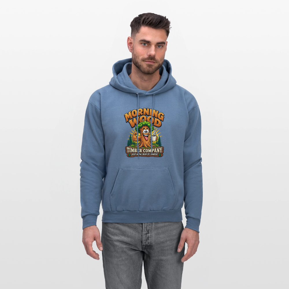 Morning Wood Timber Company Funny Adult Humor Hoodie Color: Heather Gray