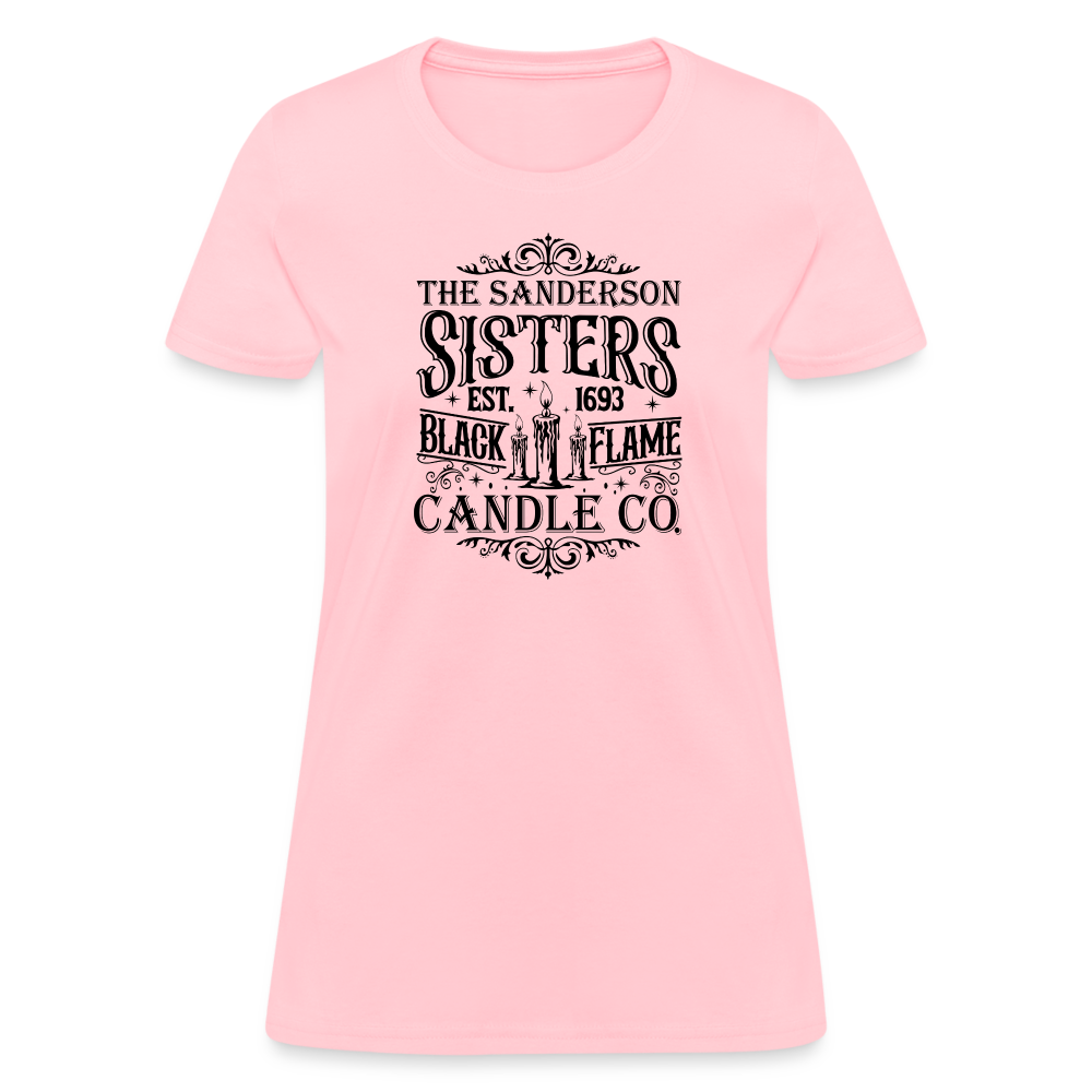 The Sanderson Sisters Black Flame Candle Co. Women's Contoured T-Shirt (Halloween) - pink