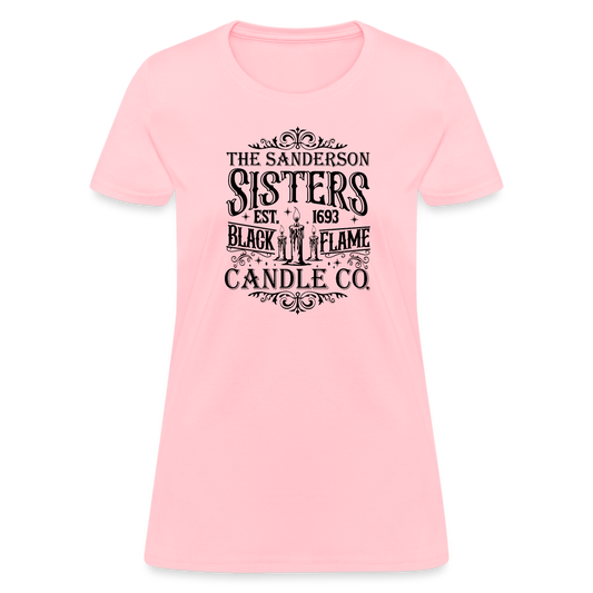 The Sanderson Sisters Black Flame Candle Co. Women's Contoured T-Shirt (Halloween) - pink