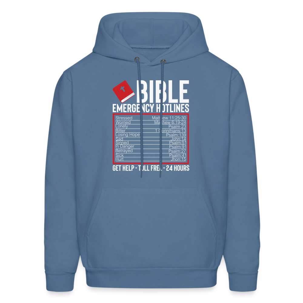 Bible Emergency Hotline (Scriptures) Hoodie - denim blue