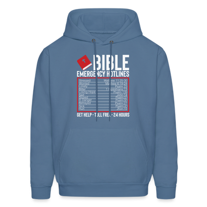 Bible Emergency Hotline (Scriptures) Hoodie - denim blue