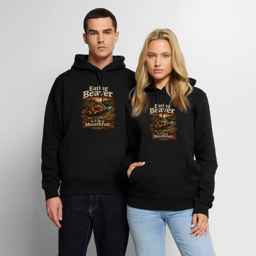 Eating Beaver is a Real Mouthful Funny Adult Hoodie - black