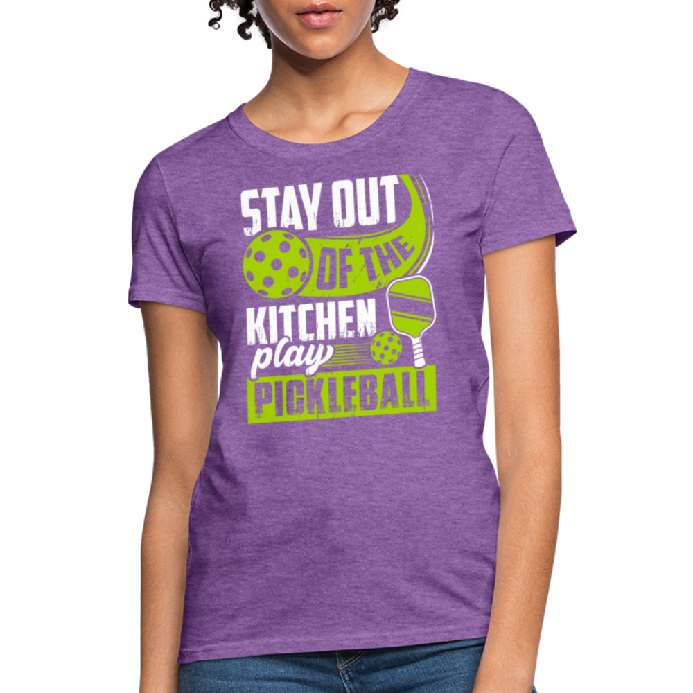 Stay Out Of The Kitchen Play Pickleball Women's Contoured T-Shirt - purple heather