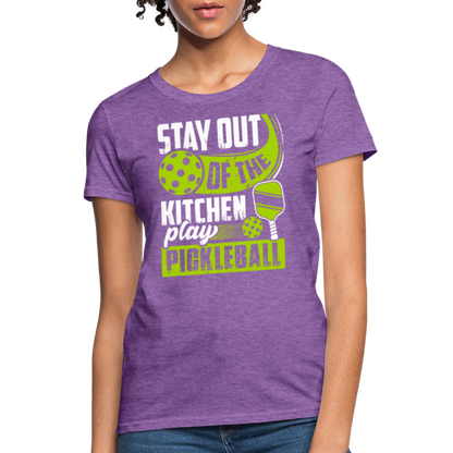 Stay Out Of The Kitchen Play Pickleball Women's Contoured T-Shirt - purple heather