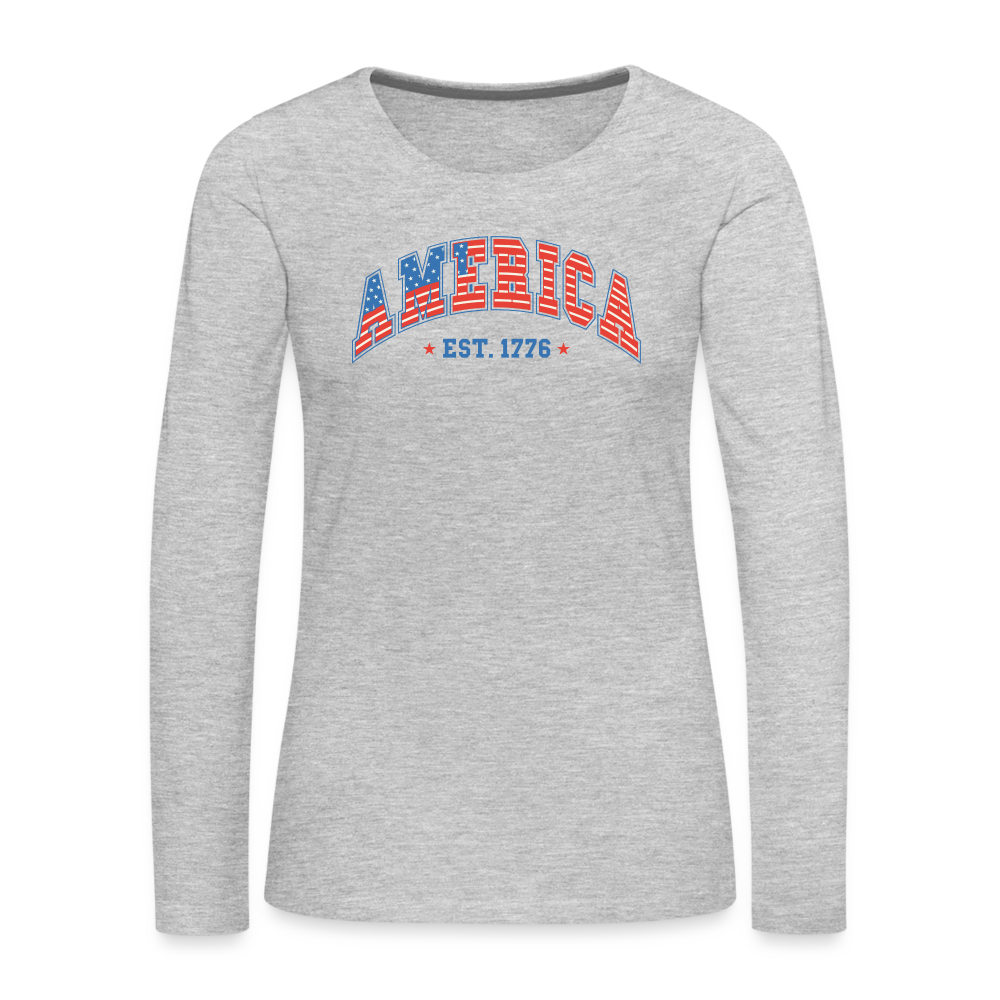 American 1776 Women's Premium Long Sleeve T-Shirt - heather gray