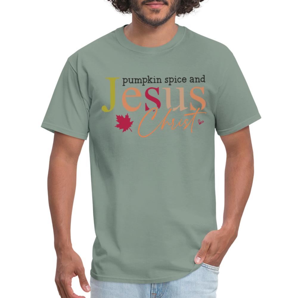 Pumpkin Spice and Jesus Christ T-Shirt - sage