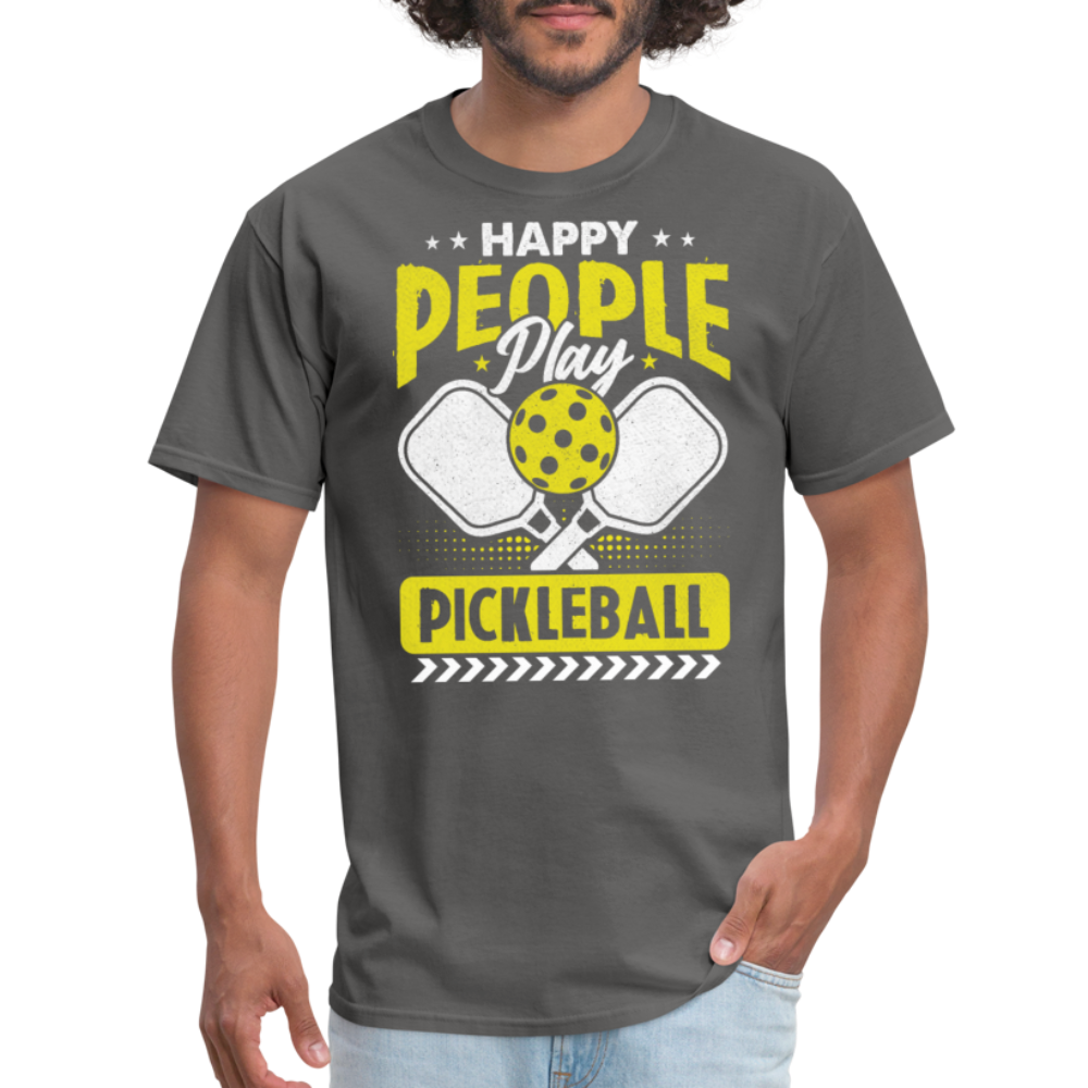 Happy People Play Pickleball T-Shirt - charcoal