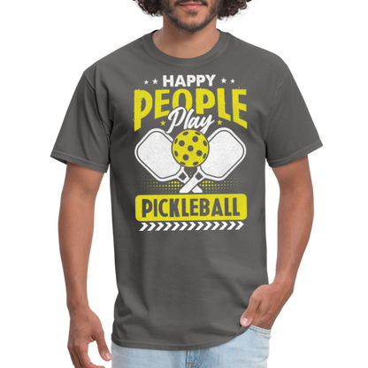 Happy People Play Pickleball T-Shirt - charcoal