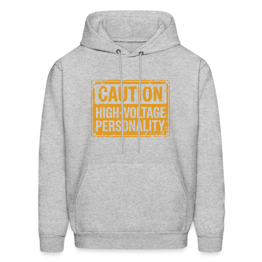 Caution High Voltage Personality Hoodie - heather gray