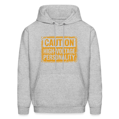 Caution High Voltage Personality Hoodie - heather gray