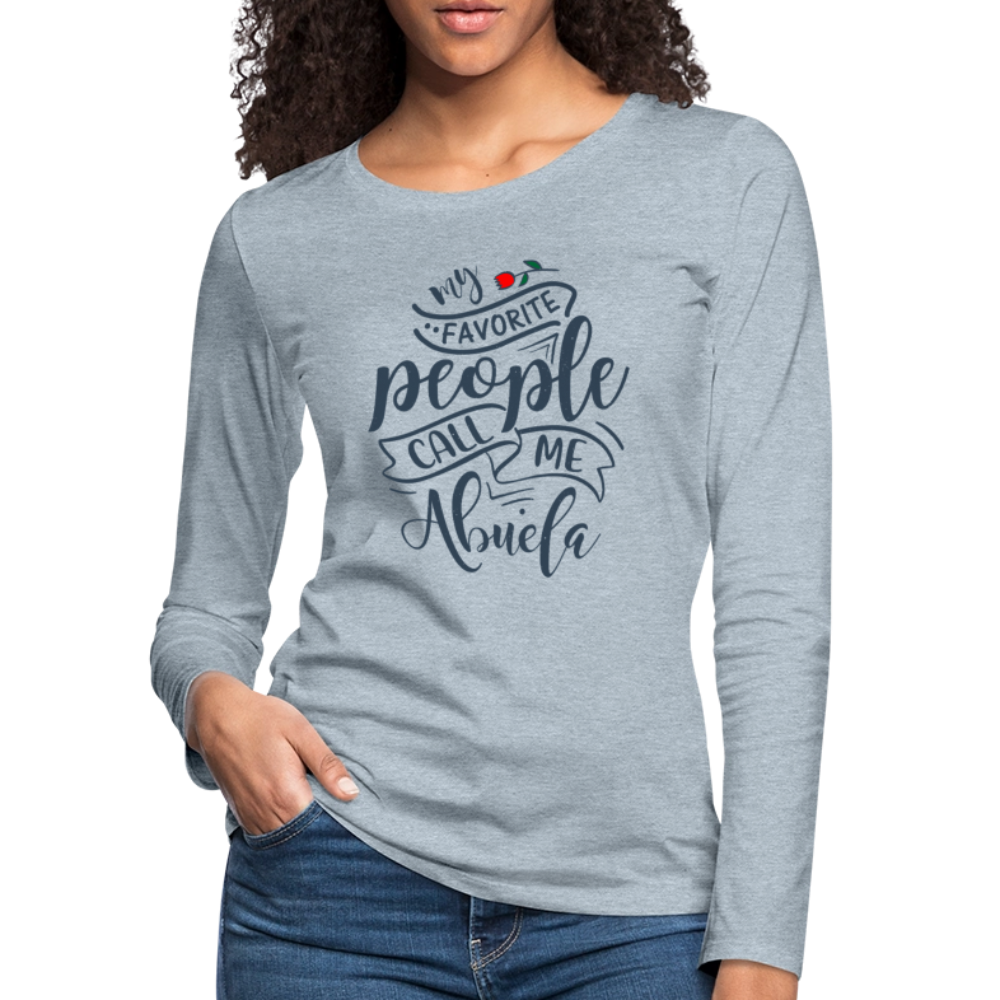 My Favorite People Call Me Abuela Long Sleeve Tee - heather ice blue