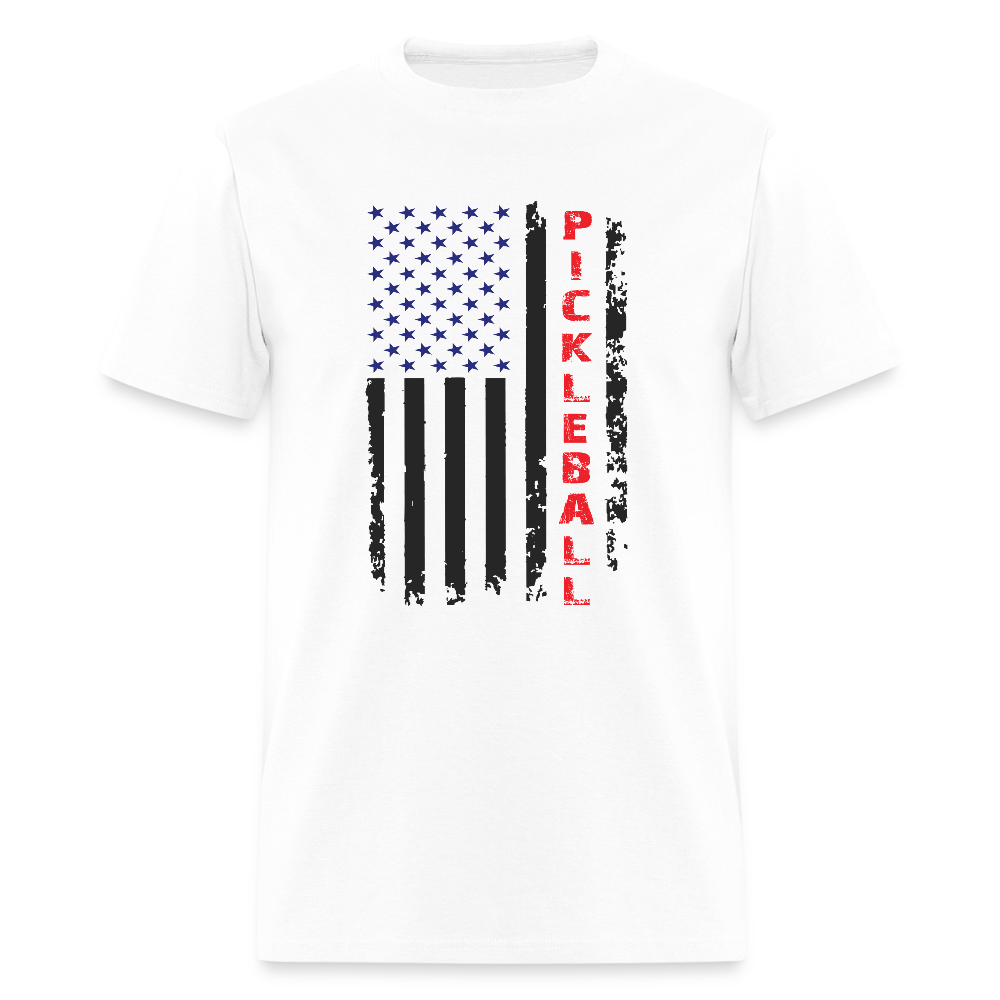 Pickleball Flag T-Shirt – American Pride with a Pickleball Twist - white