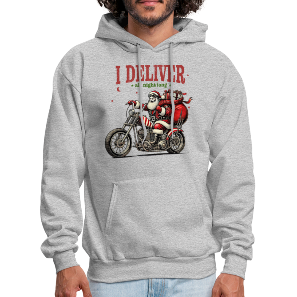 Biker Santa - I Deliver All Night Long (Naughty Christmas) Hoodie - heather gray