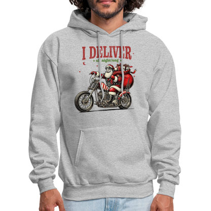 Biker Santa - I Deliver All Night Long (Naughty Christmas) Hoodie - heather gray