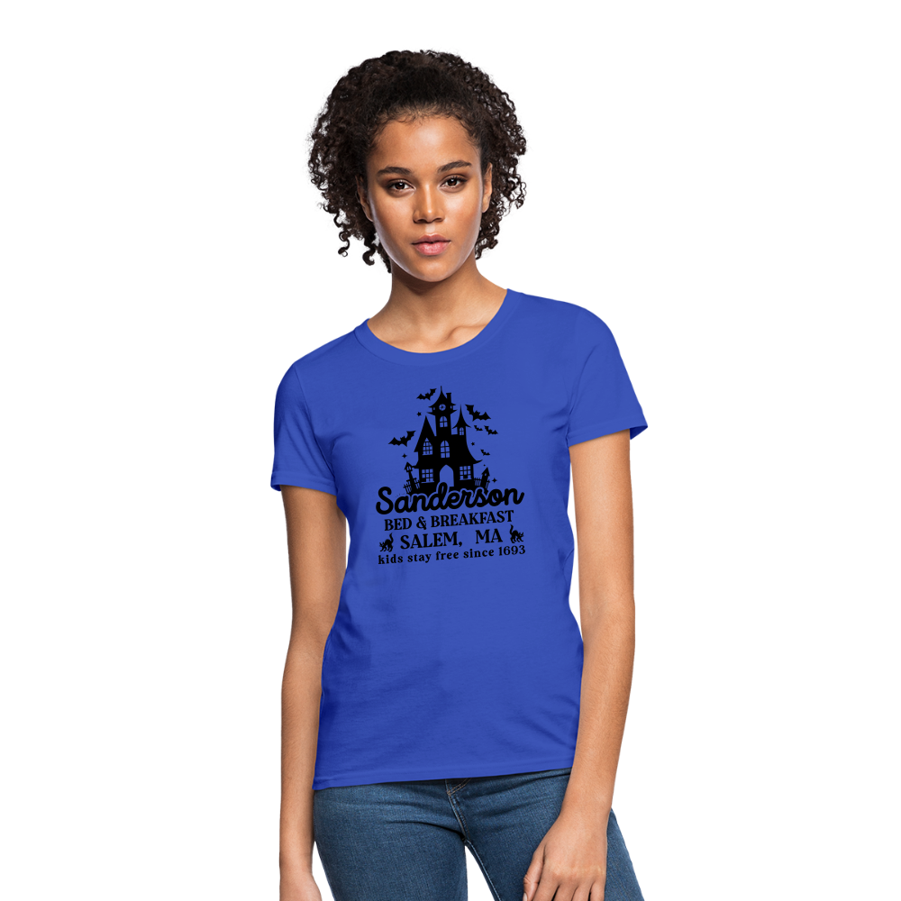 Sanderson Bed & Breakfast Salem MA Women's Contoured T-Shirt (Halloween) - royal blue