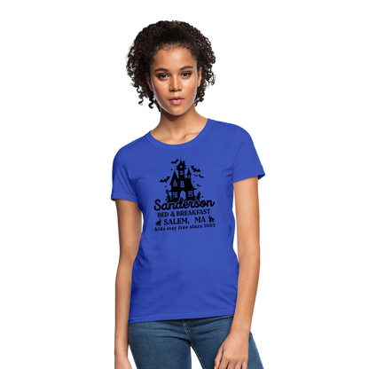 Sanderson Bed & Breakfast Salem MA Women's Contoured T-Shirt (Halloween) - royal blue