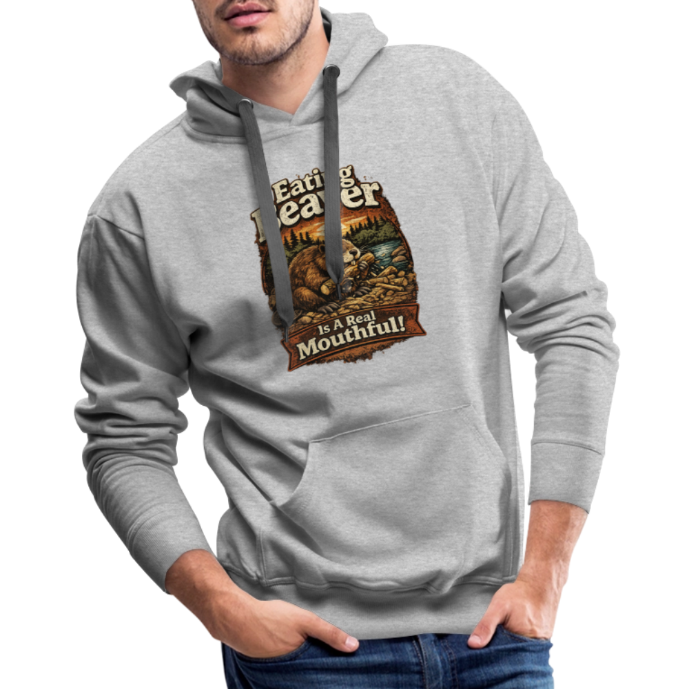 Eating Beaver is a Real Mouthful Funny Adult Hoodie - heather grey