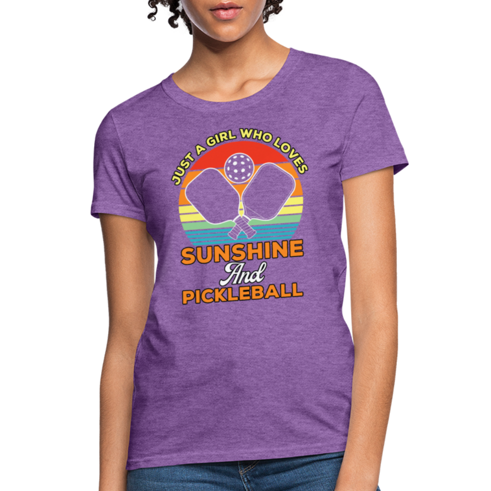 Just A Girl Who Loves Sunshine and Pickleball Women's Contoured T-Shirt - purple heather