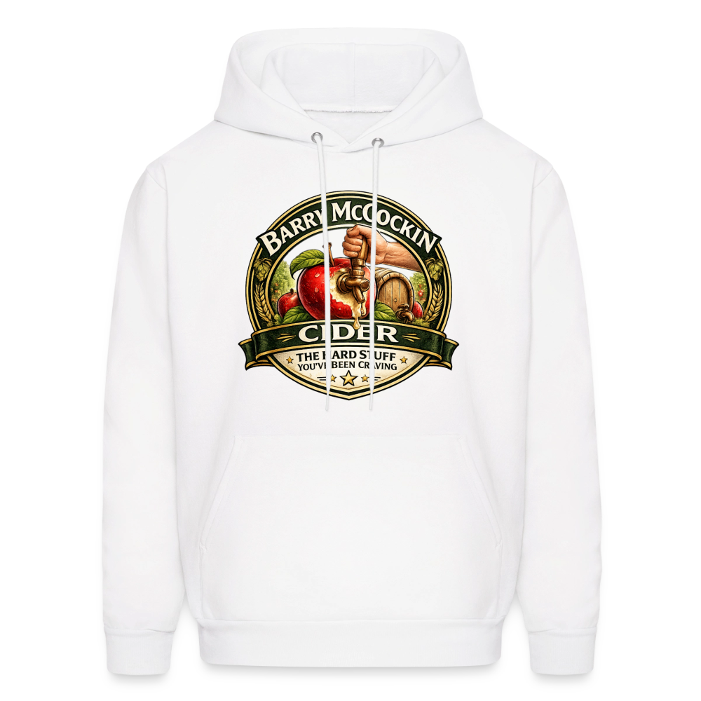 Barry McCockin Cider Funny Graphic Hoodie Color: White