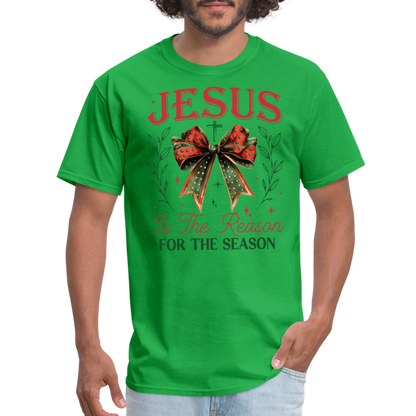 Jesus Is The Reason For The Season T-Shirt - bright green