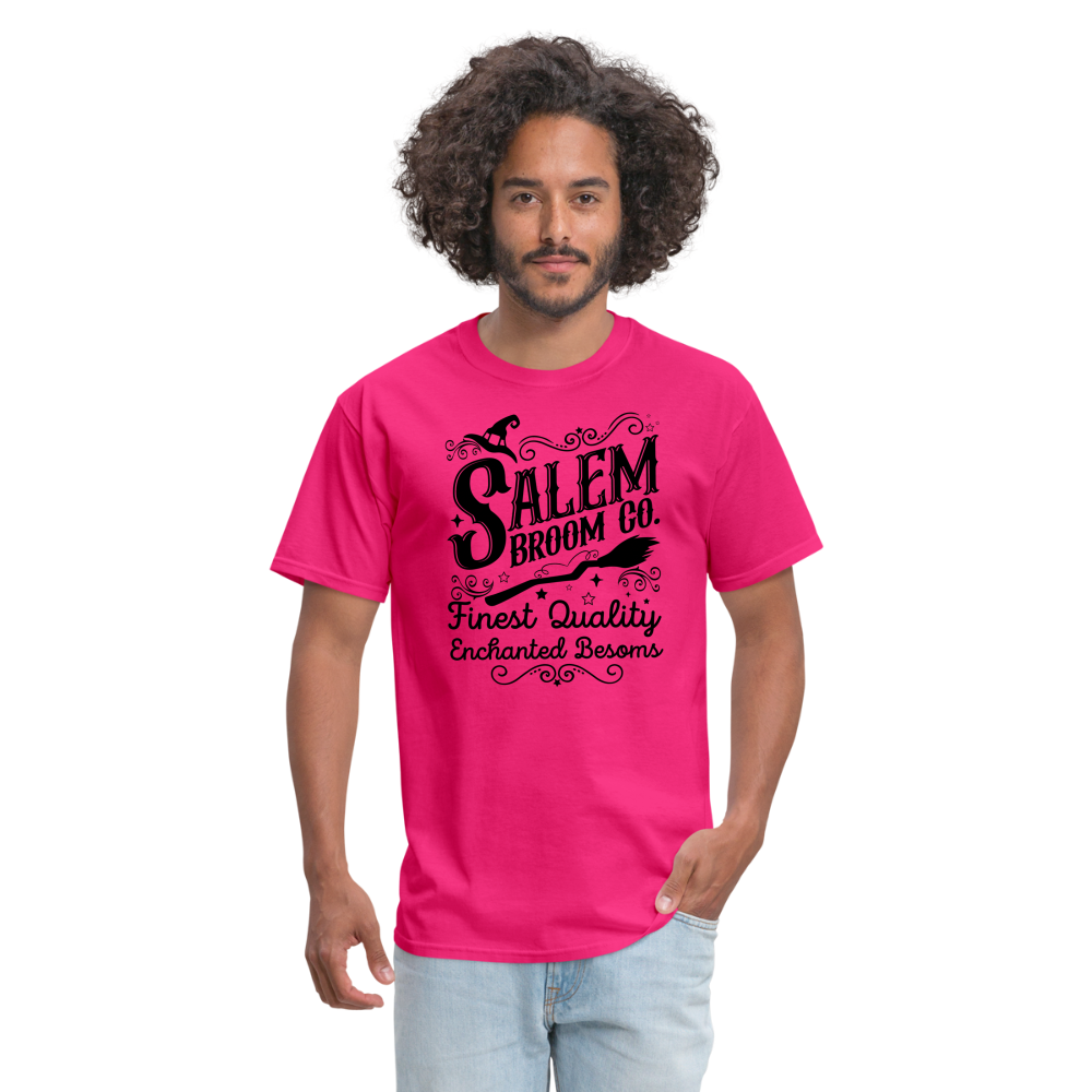 Salem Broom Co. Finest Quality Enchanted Besoms T-Shirt (Halloween) - fuchsia