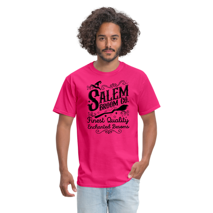 Salem Broom Co. Finest Quality Enchanted Besoms T-Shirt (Halloween) - fuchsia