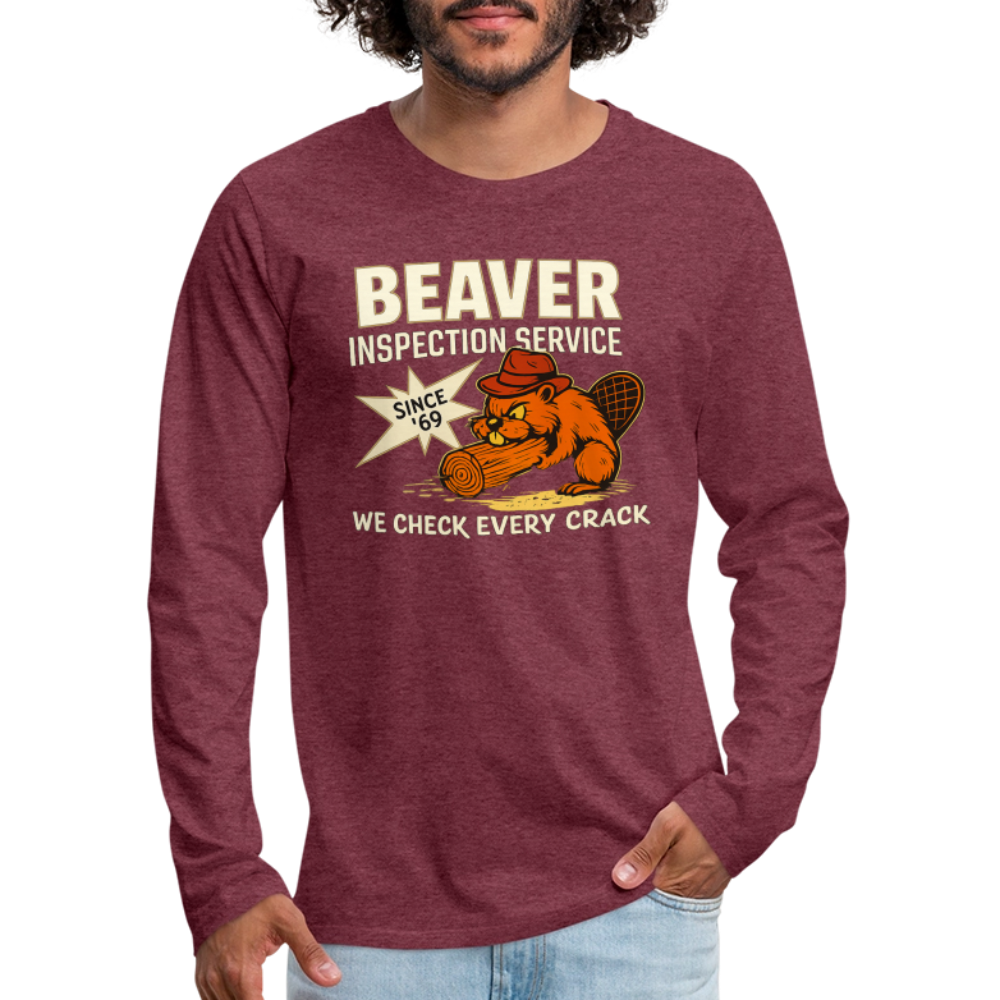 Beaver Inspection Service Men's Long Sleeve T-Shirt – Funny Adult Humor Color: black