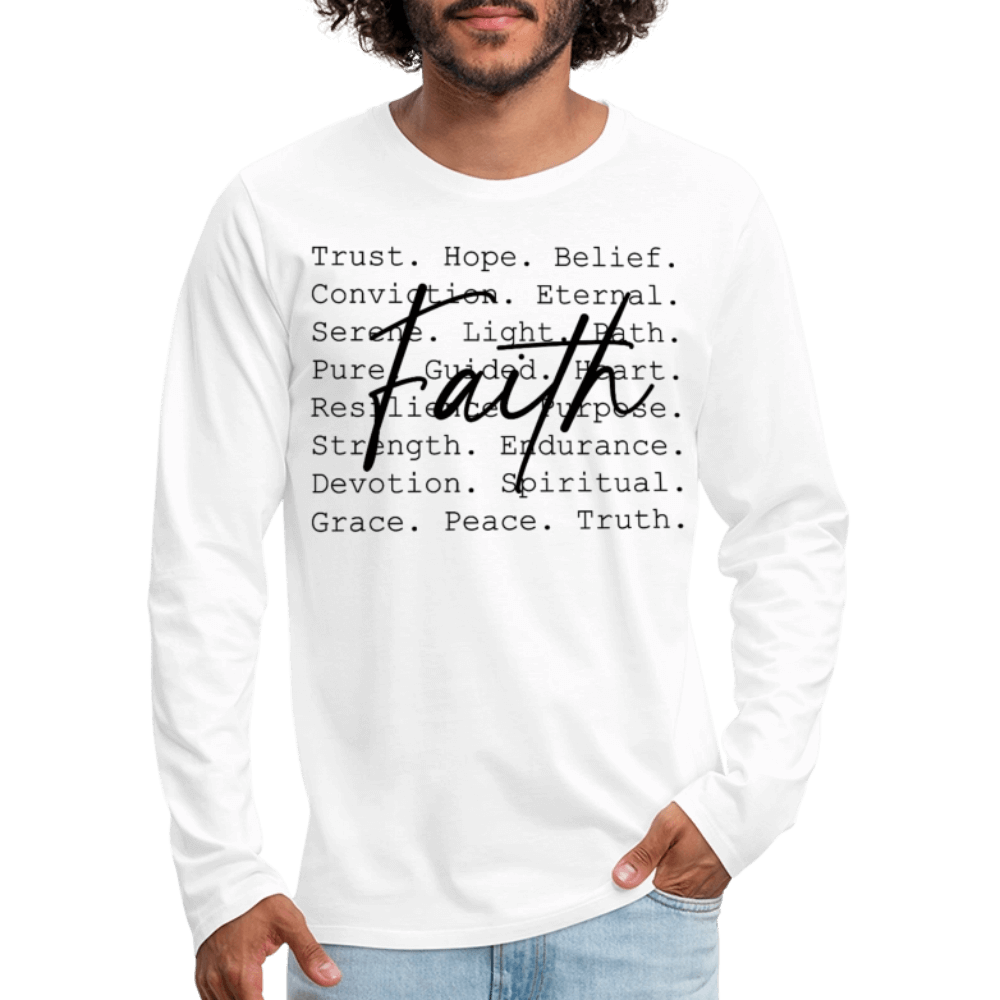 Faith Word Art Men’s Long Sleeve T-Shirt - white