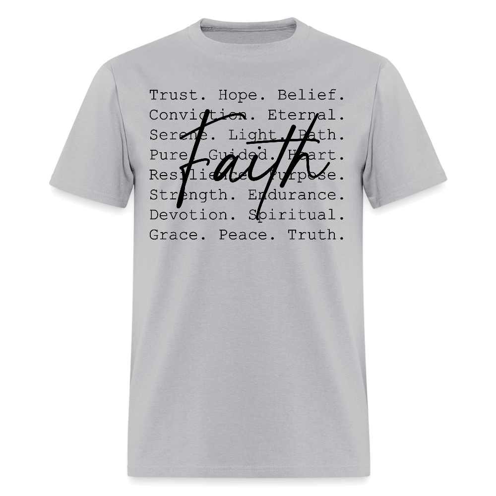 Faith Word Art Inspirational T-Shirt - gravel 