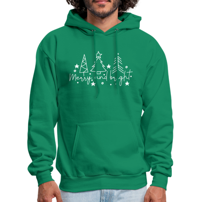 Merry and Bright (Christmas) Hoodie - kelly green