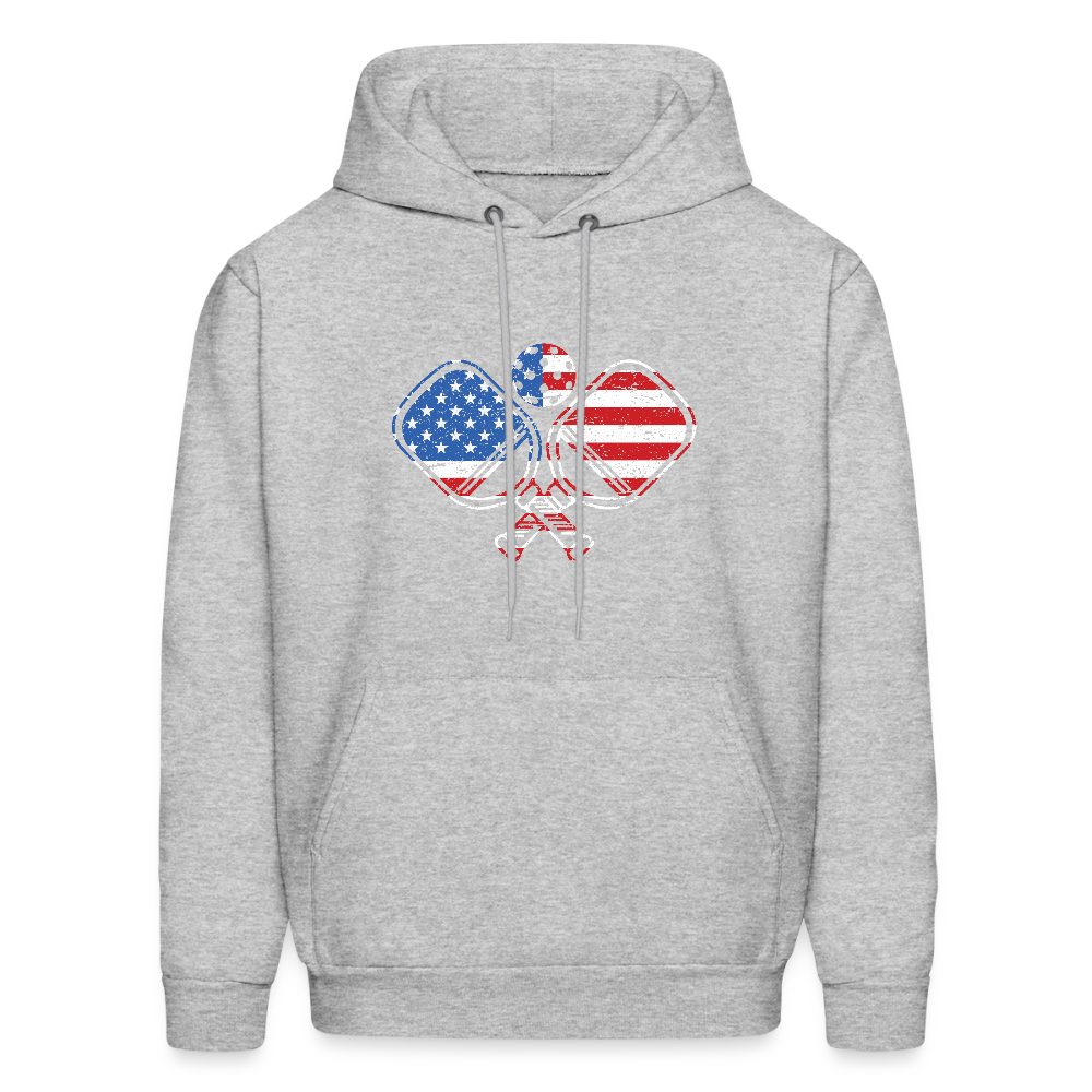 American Flag Pickleball Paddle Hoodie - heather gray