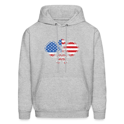 American Flag Pickleball Paddle Hoodie - heather gray